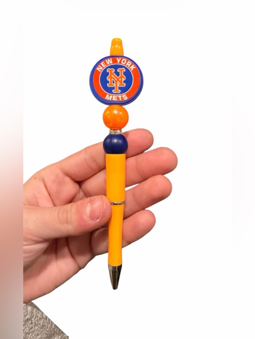 New York Mets Custom Beaded Pen - Extra Pen Refill Included - N.D Creations